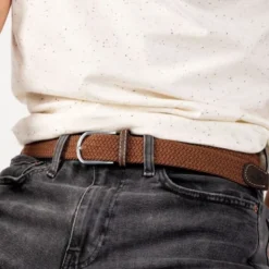 Ceinture tressée marron camel - t1