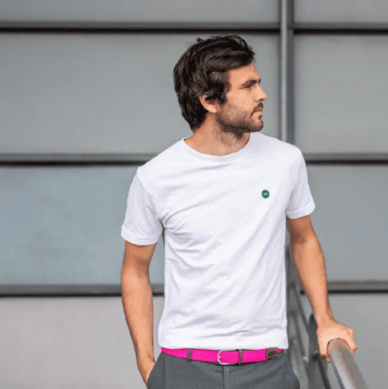 Ceinture tressée rose fuchsia - t1