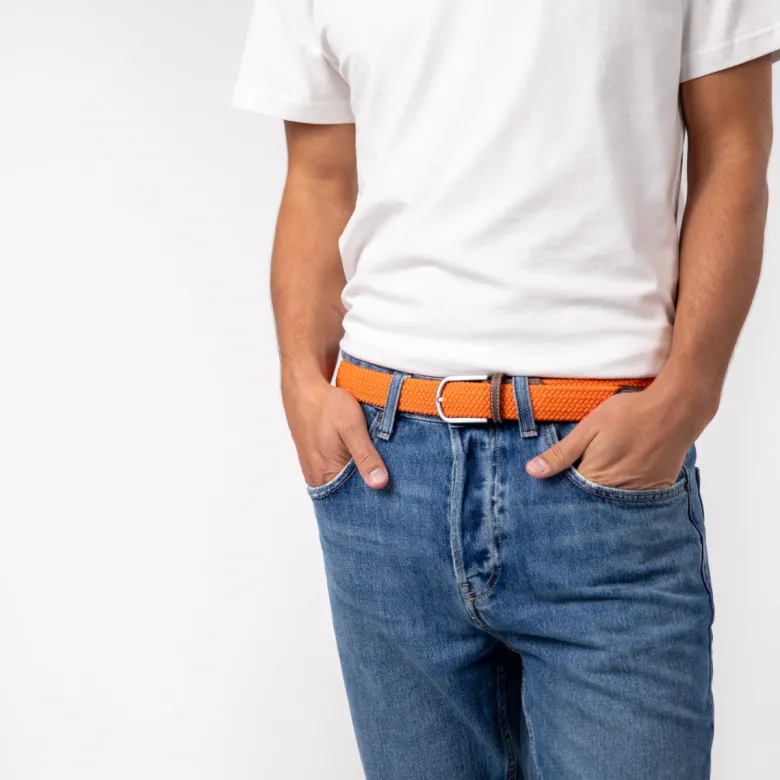Ceinture tressée tangerine - t2
