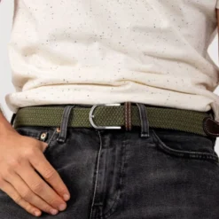 Ceinture tressée vert armé - t1