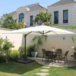 Cesare parasol ecru déporté rectangle 3 x 4 m rotatif à 360