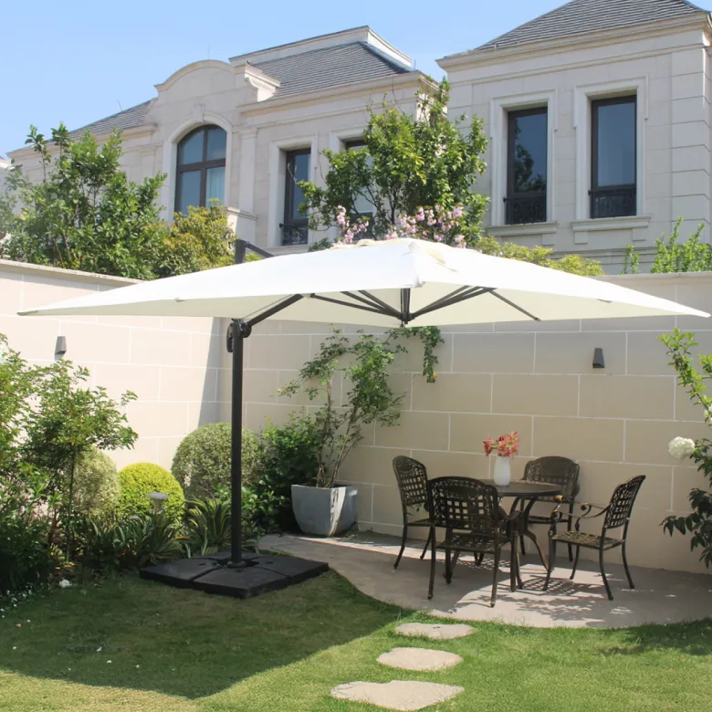 Cesare parasol ecru déporté rectangle 3 x 4 m rotatif à 360