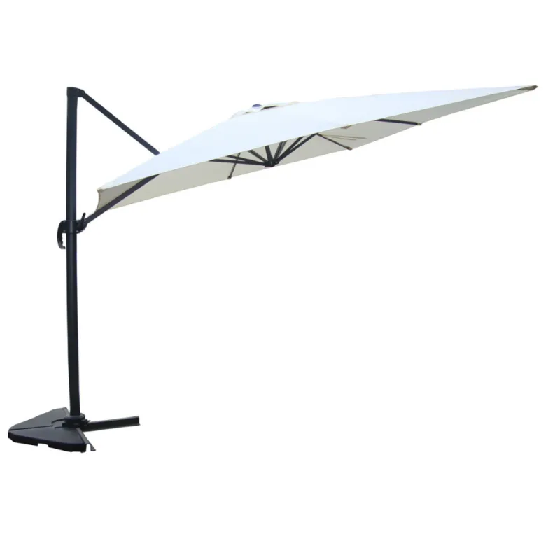 Cesare parasol ecru déporté rectangle 3 x 4 m rotatif à 360