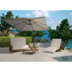 Cesare parasol gris déporté rectangle 3 x 4 m