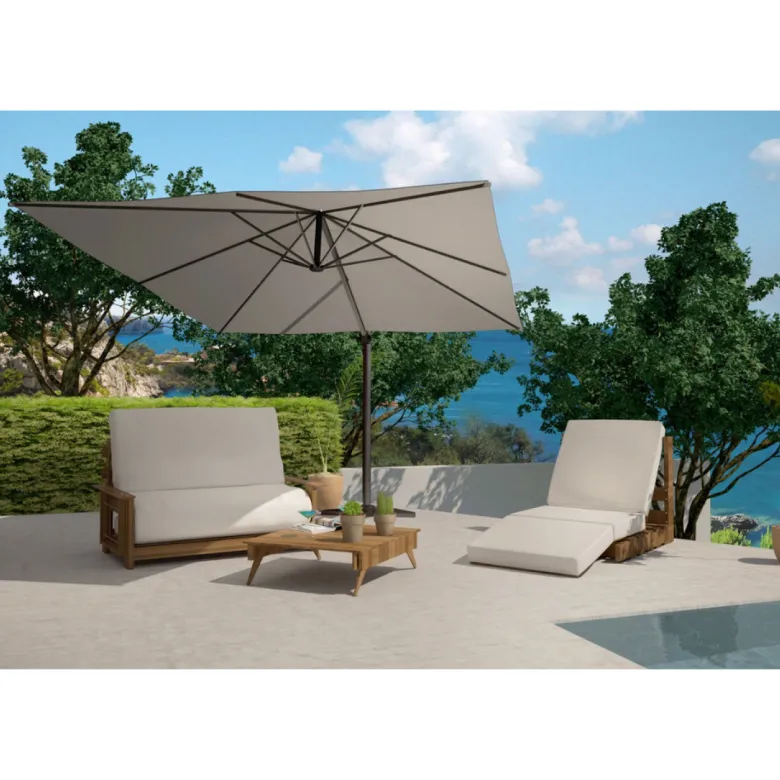 Cesare parasol gris déporté rectangle 3 x 4 m