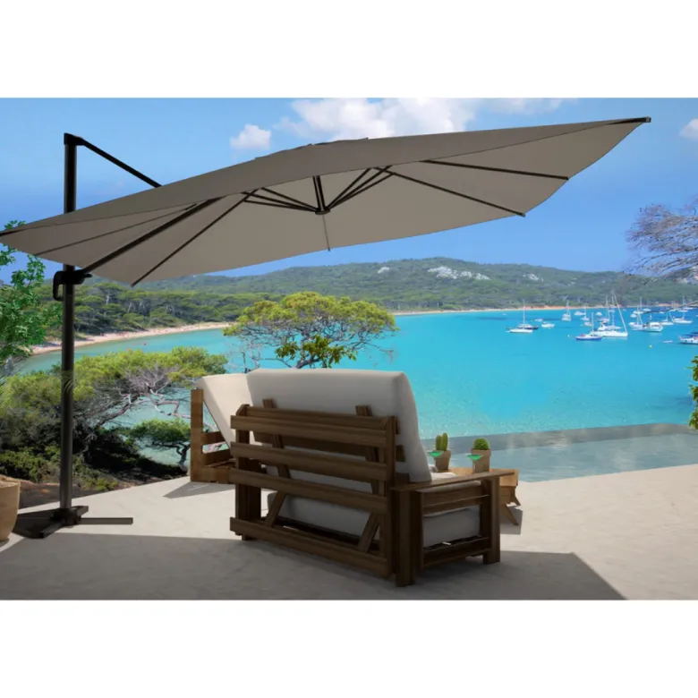 Cesare parasol gris déporté rectangle 3 x 4 m