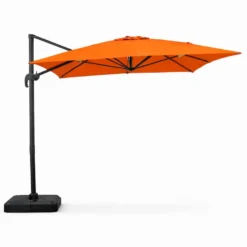 Cesare parasol rectangulaire 3x4m déporté rotatif orange en aluminium