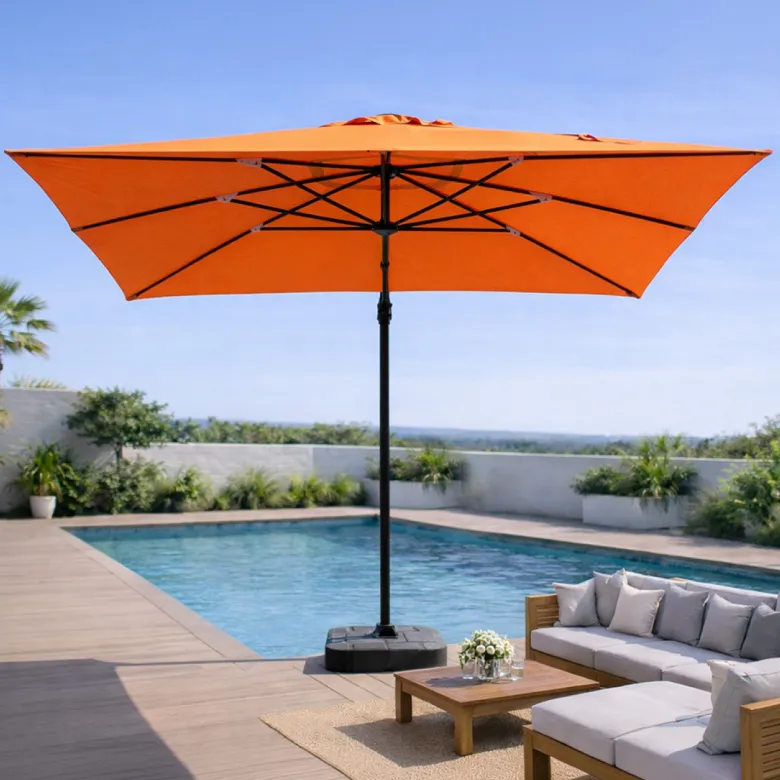 Cesare parasol rectangulaire 3x4m déporté rotatif orange en aluminium