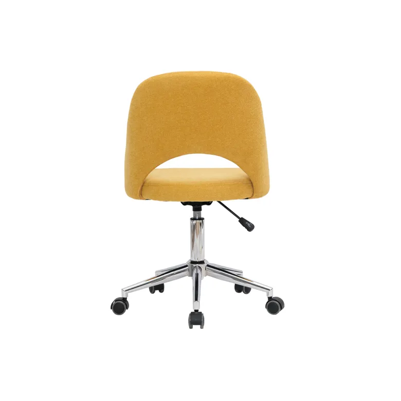 Chaise de bureau en tissu effet velours texturé jaune moutarde cosette