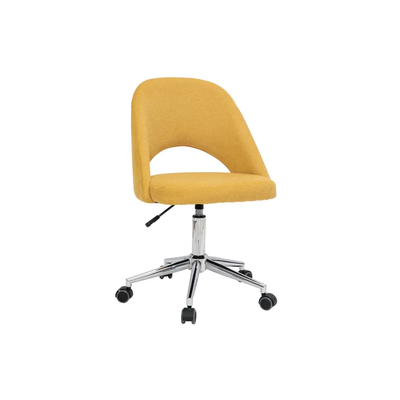 Chaise de bureau en tissu effet velours texturé jaune moutarde cosette