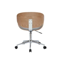 Chaise de bureau à roulettes en tissu gris clair et bois clair walnut