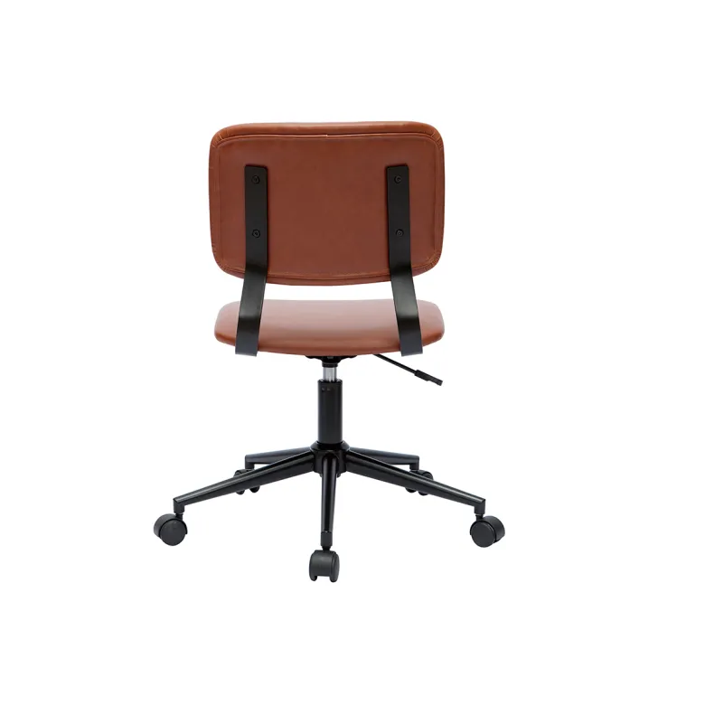 Chaise de bureau à roulettes marron et métal noir lab