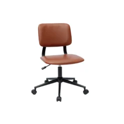 Chaise de bureau à roulettes marron et métal noir lab