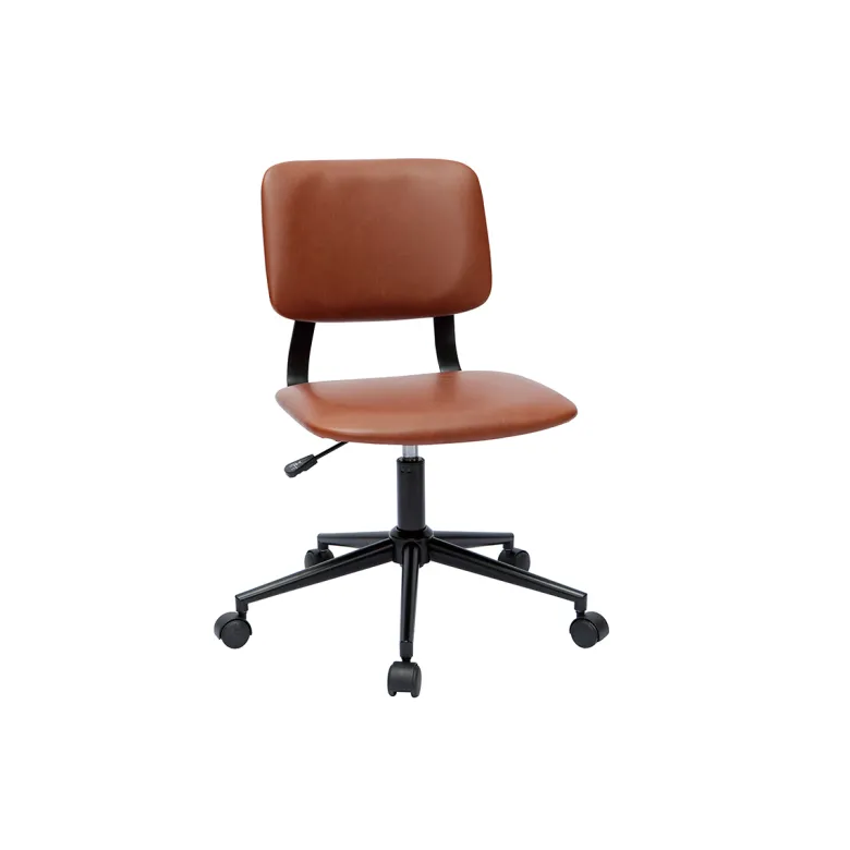 Chaise de bureau à roulettes marron et métal noir lab