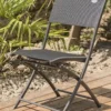 Chaise de jardin pliante en aluminium et toile plastifiéee - gris anthracite