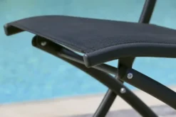 Chaise de jardin pliante en aluminium et toile plastifiéee - gris anthracite