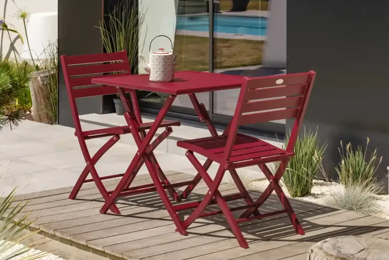 Chaise de jardin pliante en aluminium - rouge carmin