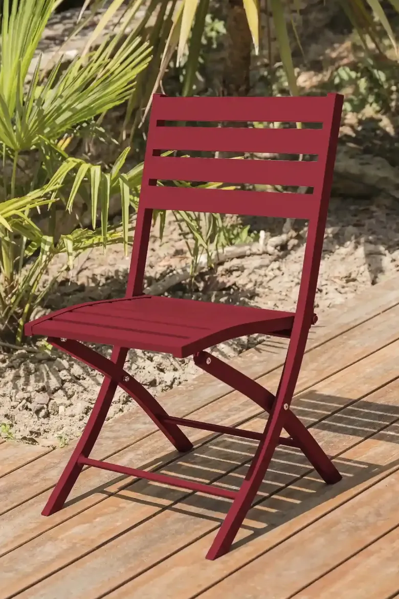 Chaise de jardin pliante en aluminium - rouge carmin