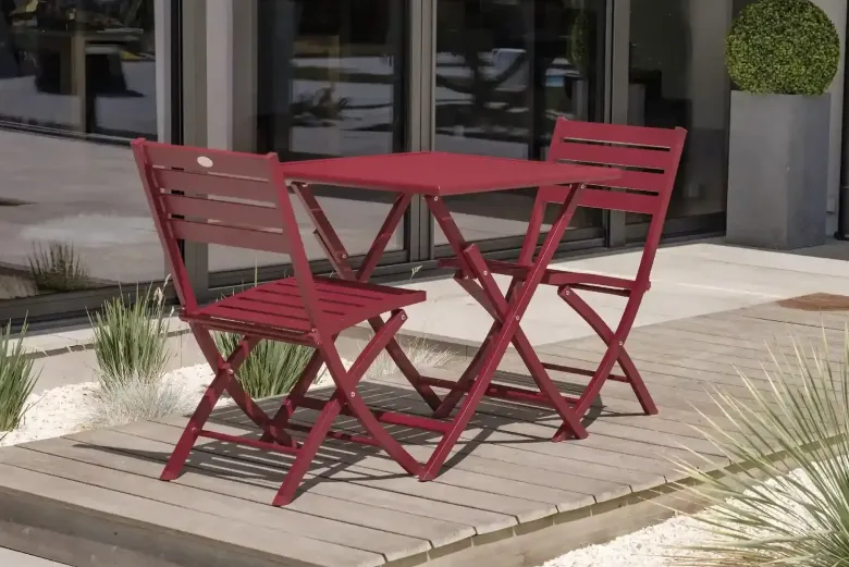 Chaise de jardin pliante en aluminium - rouge carmin