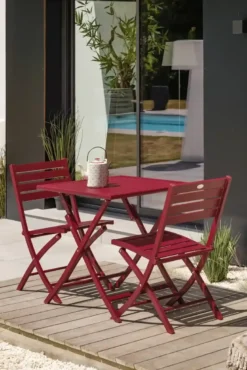 Chaise de jardin pliante en aluminium - rouge carmin