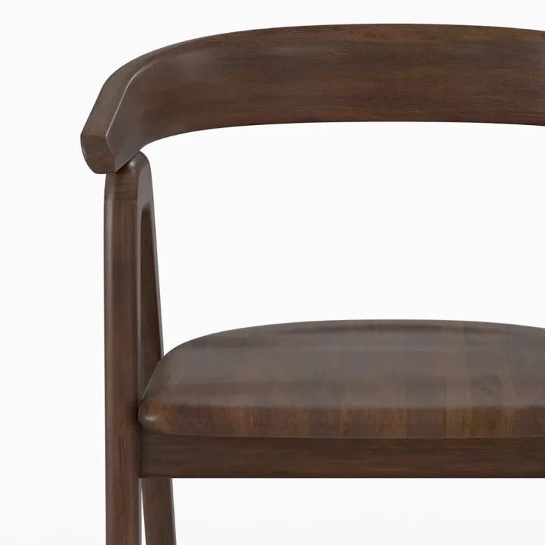 Chaise en bois d'hévéa foncé avec accoudoirs - hawa