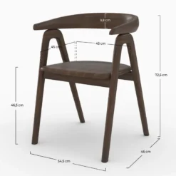 Chaise en bois d'hévéa foncé avec accoudoirs - hawa