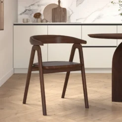 Chaise en bois d'hévéa foncé avec accoudoirs - hawa