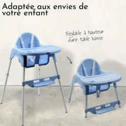 Chaise haute bébé - bleu