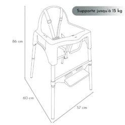 Chaise haute bébé - gris