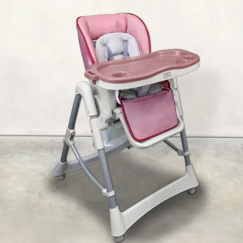 Chaise haute bébé pliable - rose
