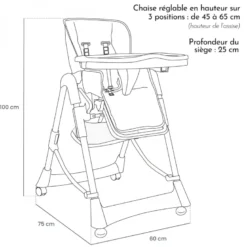 Chaise haute bébé pliable - rose