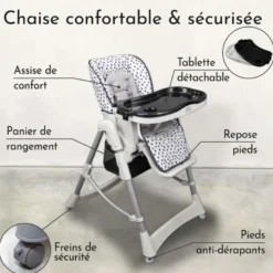 Chaise haute bébé pliable - tachetée