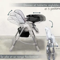 Chaise haute bébé pliable - tachetée