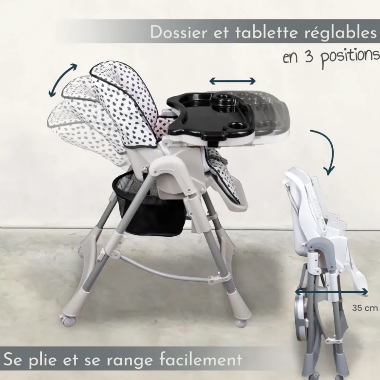 Chaise haute bébé pliable - tachetée