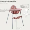 Chaise haute bébé - rose