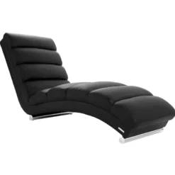 Chaise longue fauteuil noir et acier chromé taylor