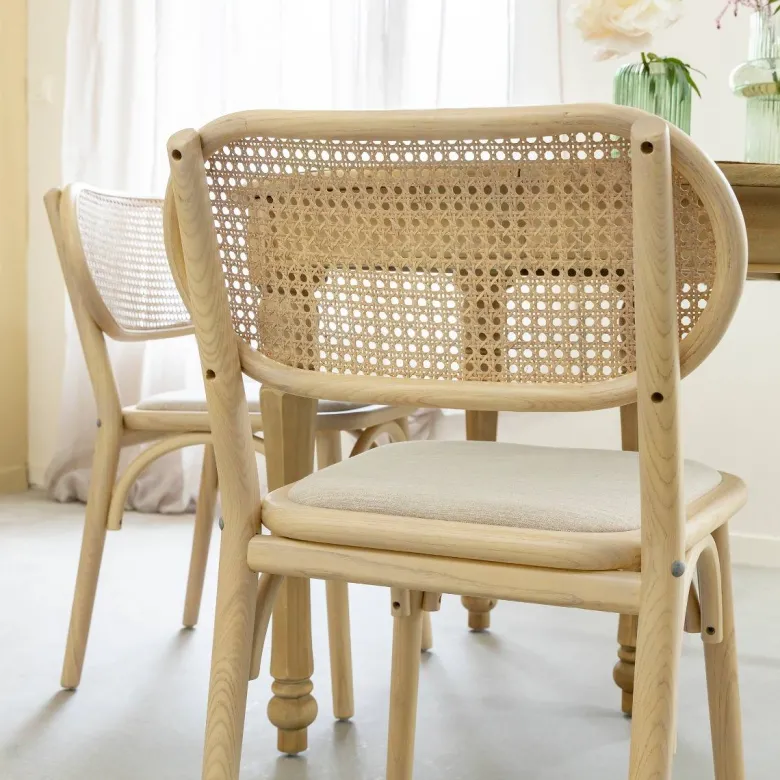 Chaise orme clair et cannage (lot de 2)