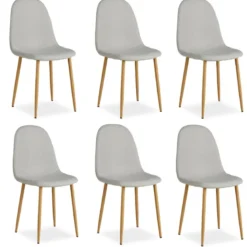 Chaise salle à manger lot de 6 - gris