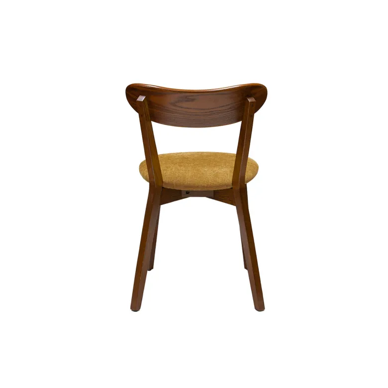 Chaises bois foncé chêne et tissu effet velours jaune moutarde (lot de 2) dove