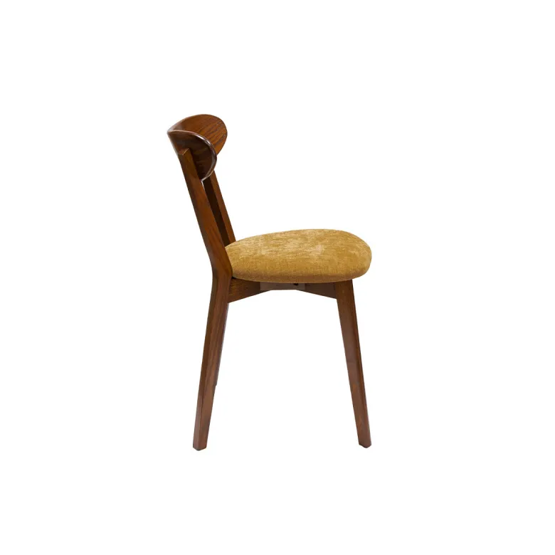 Chaises bois foncé chêne et tissu effet velours jaune moutarde (lot de 2) dove