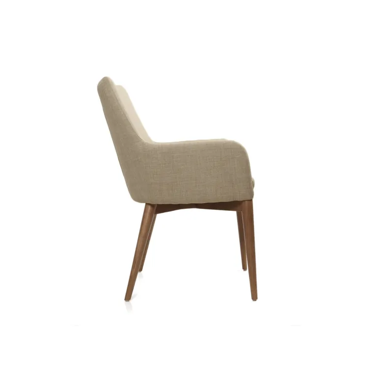 Chaises en tissu beige et bois foncé (lot de 2) shana