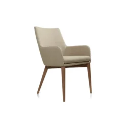Chaises en tissu beige et bois foncé (lot de 2) shana