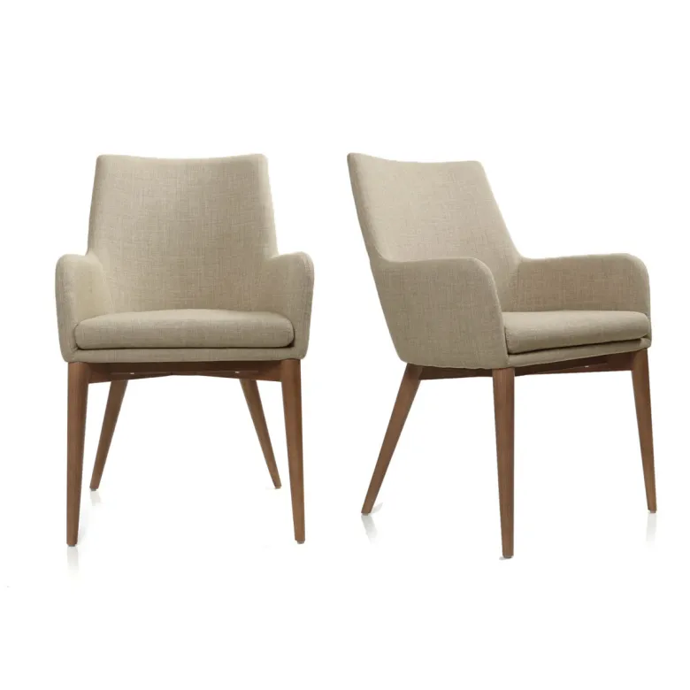 Chaises en tissu beige et bois foncé (lot de 2) shana