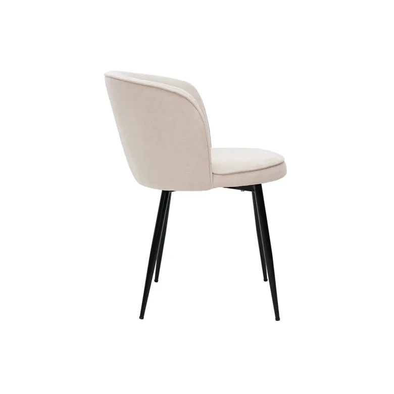 Chaises en tissu effet velours beige et métal noir (lot de 2) serif