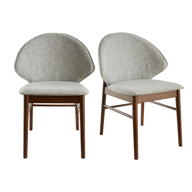 Chaises en tissu gris clair et bois foncé (lot de 2) spike