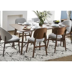 Chaises en tissu gris clair et bois foncé (lot de 2) spike