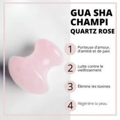 Champi gua sha en quartz rose
