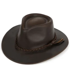 Chapeau en cuir marron L