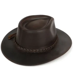 Chapeau en cuir marron L
