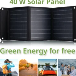Chargeur solaire portable bresser 40watt avec port usb et connecteur d’alimentat